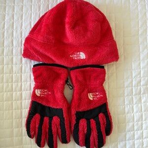 North Face beanie and gloves.